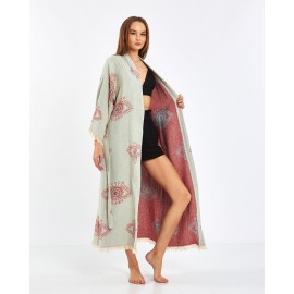 Bohemian Printed Tie-Drape Bathrobe