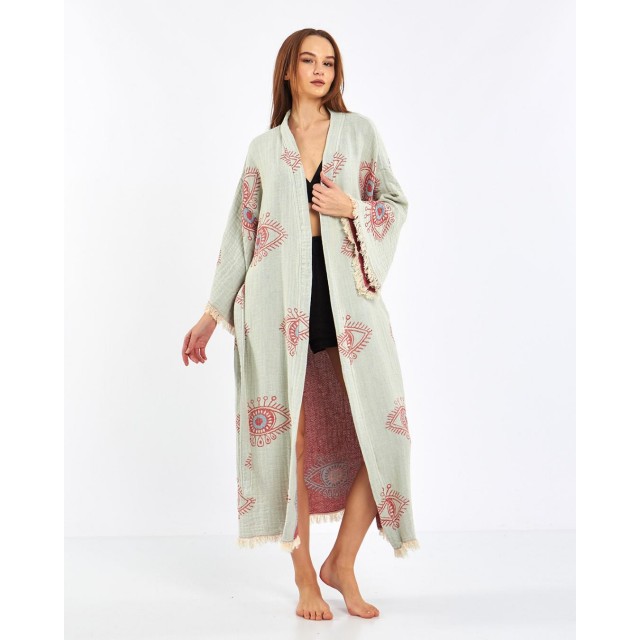 Bohemian Printed Tie-Drape Bathrobe