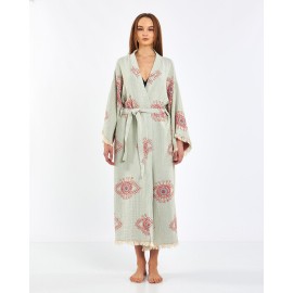 Bohemian Printed Tie-Drape Bathrobe