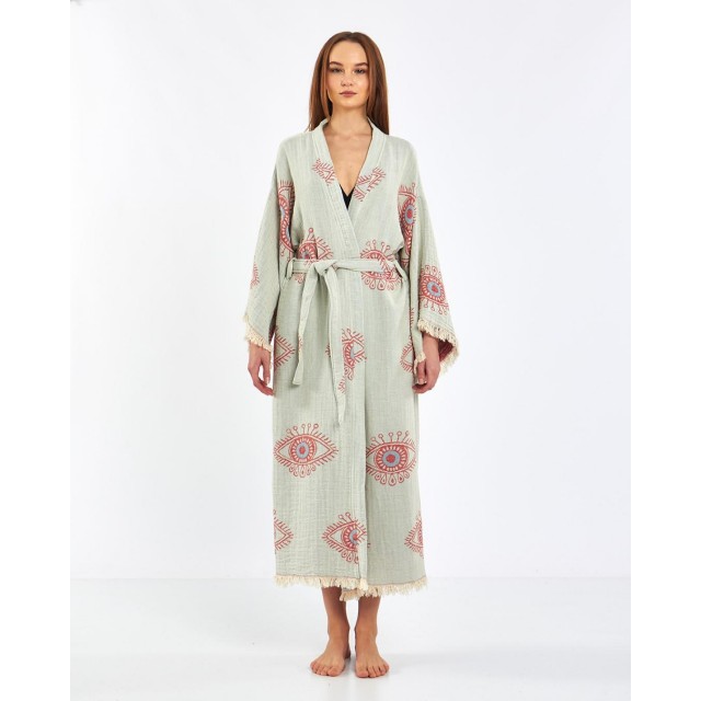 Bohemian Printed Tie-Drape Bathrobe