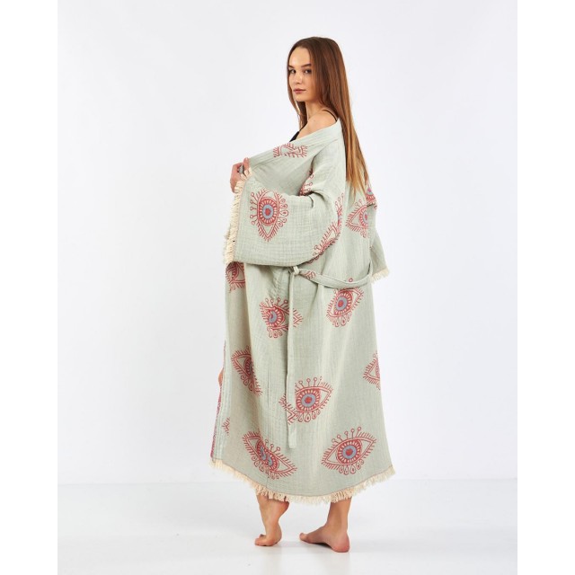 Bohemian Printed Tie-Drape Bathrobe