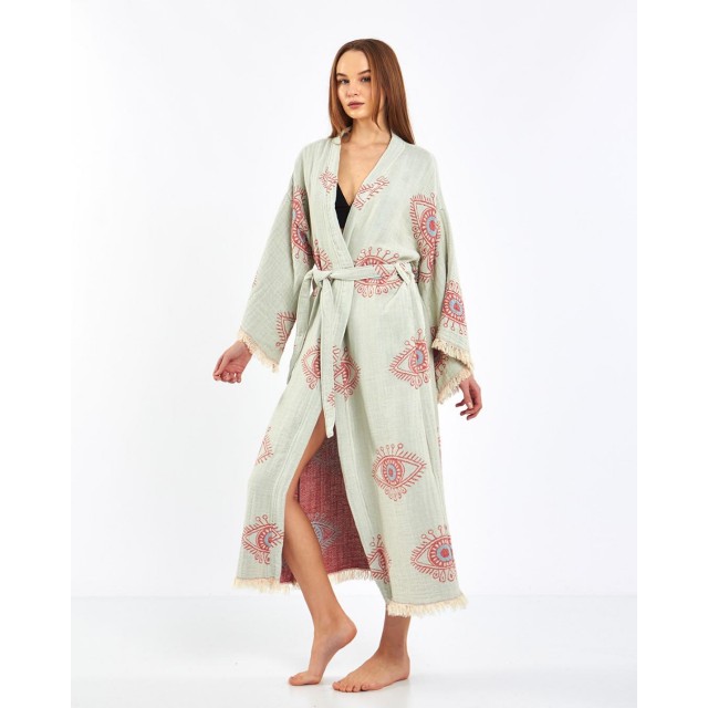 Bohemian Printed Tie-Drape Bathrobe