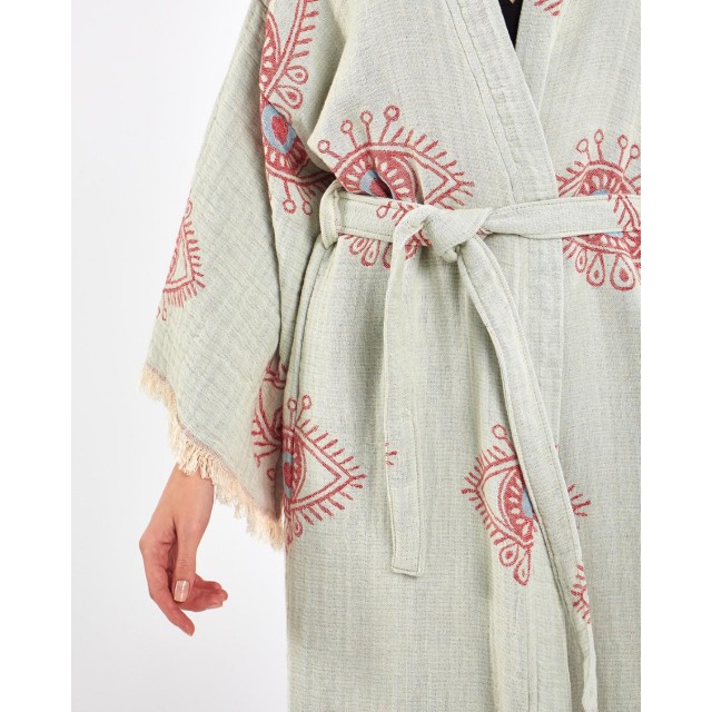 Bohemian Printed Tie-Drape Bathrobe