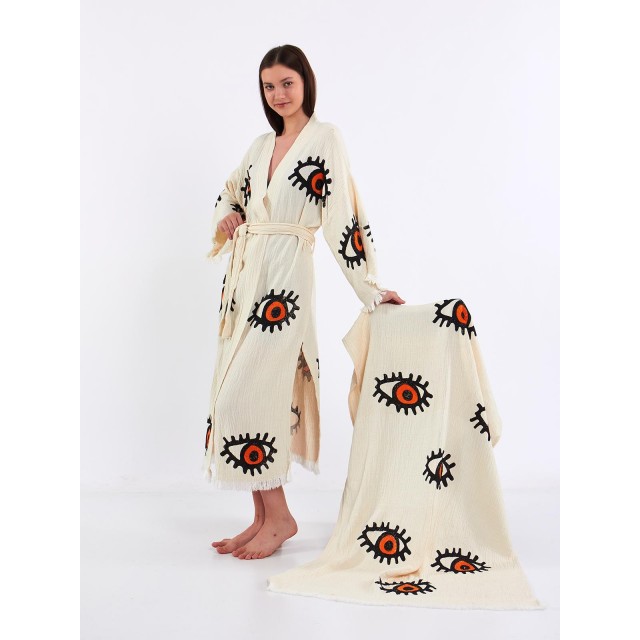 Bohemian embroidered bathrobe