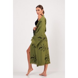 Personalized printed raw edge bathrobe