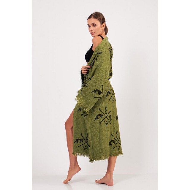 Personalized printed raw edge bathrobe