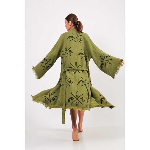 Personalized printed raw edge bathrobe