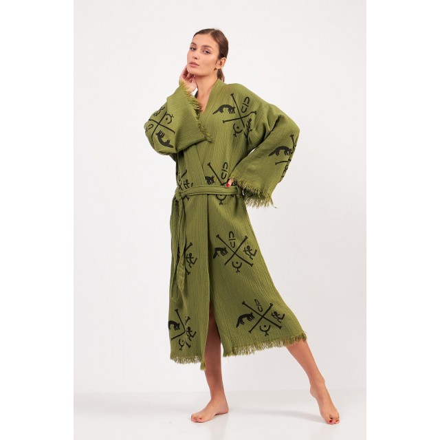 Personalized printed raw edge bathrobe