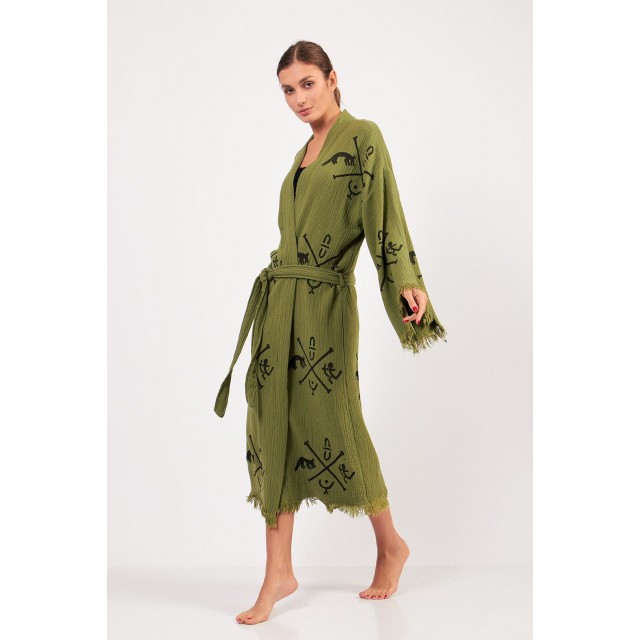 Personalized printed raw edge bathrobe