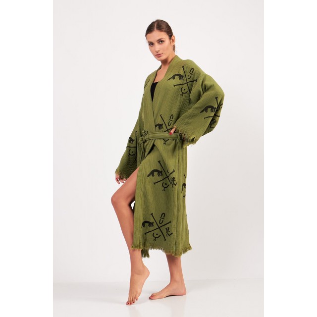 Personalized printed raw edge bathrobe
