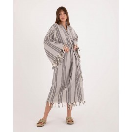 Slouchy Striped Tie-Drape Robe