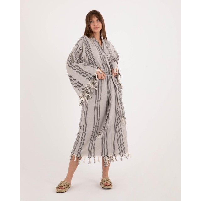 Slouchy Striped Tie-Drape Robe