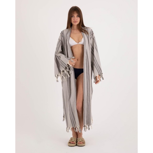 Slouchy Striped Tie-Drape Robe