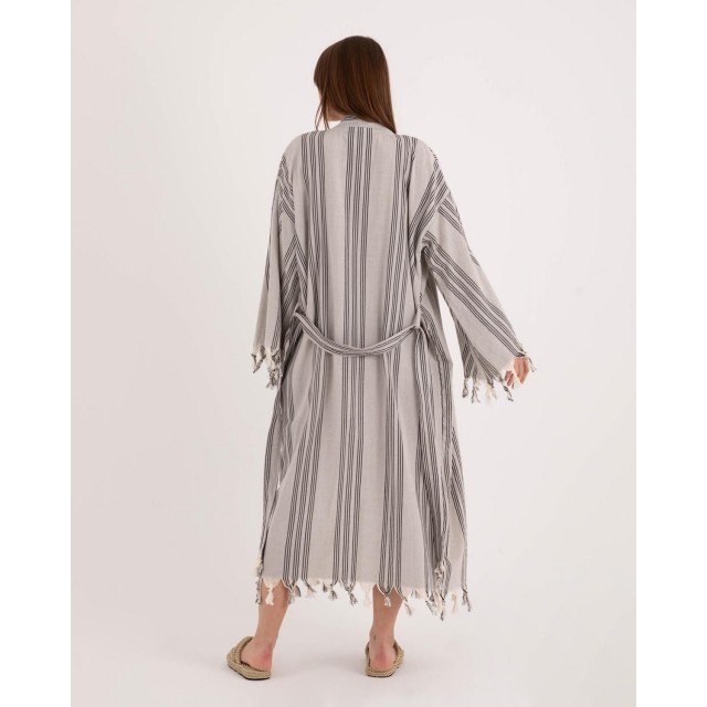 Slouchy Striped Tie-Drape Robe