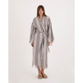 Slouchy Striped Tie-Drape Robe