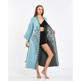 Ethnic embroidered lace-up robe