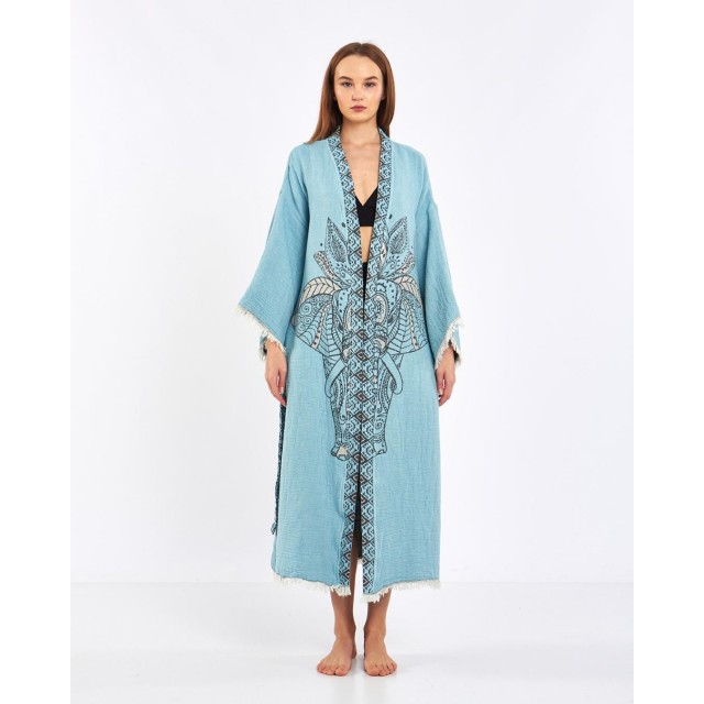 Ethnic embroidered lace-up robe