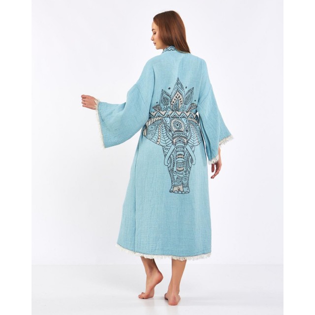 Ethnic embroidered lace-up robe