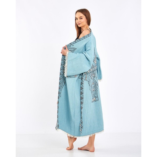 Ethnic embroidered lace-up robe