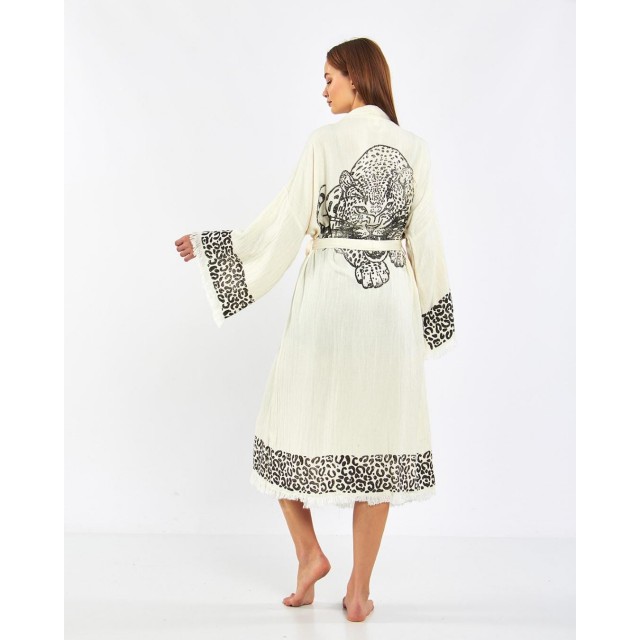 Animal print jacquard bathrobe