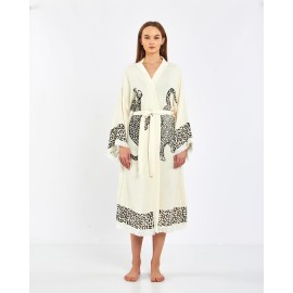 Animal print jacquard bathrobe