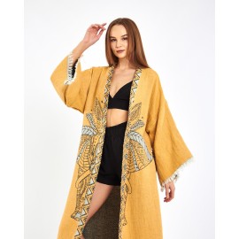 Art Print Long Cardigan Robe