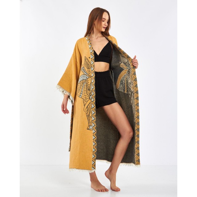 Art Print Long Cardigan Robe