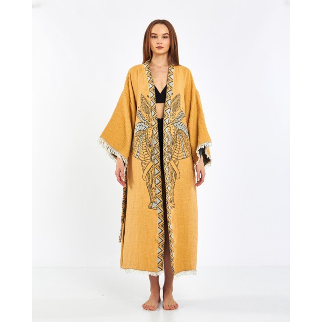 Art Print Long Cardigan Robe