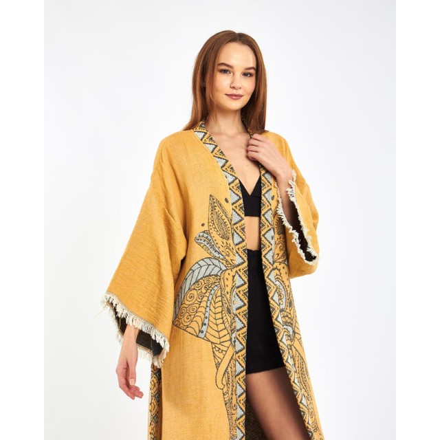Art Print Long Cardigan Robe