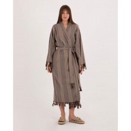 Striped tassel bathrobe