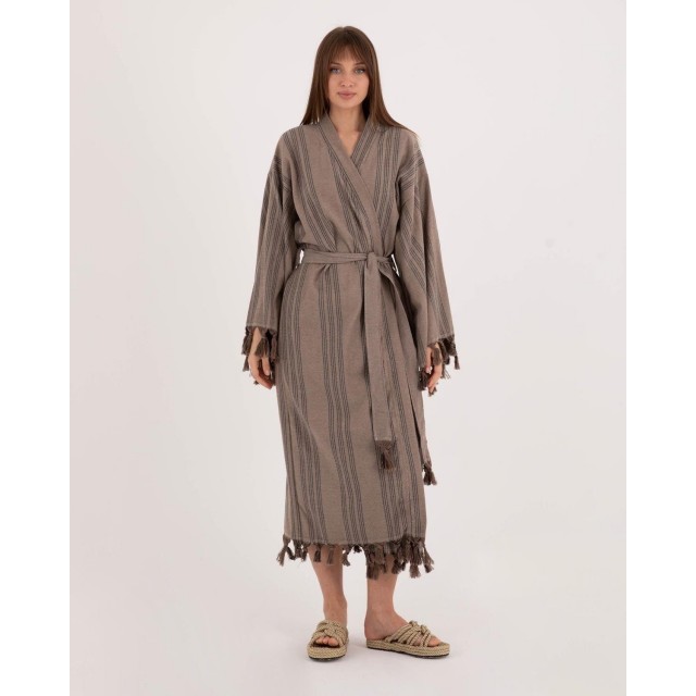 Striped tassel bathrobe