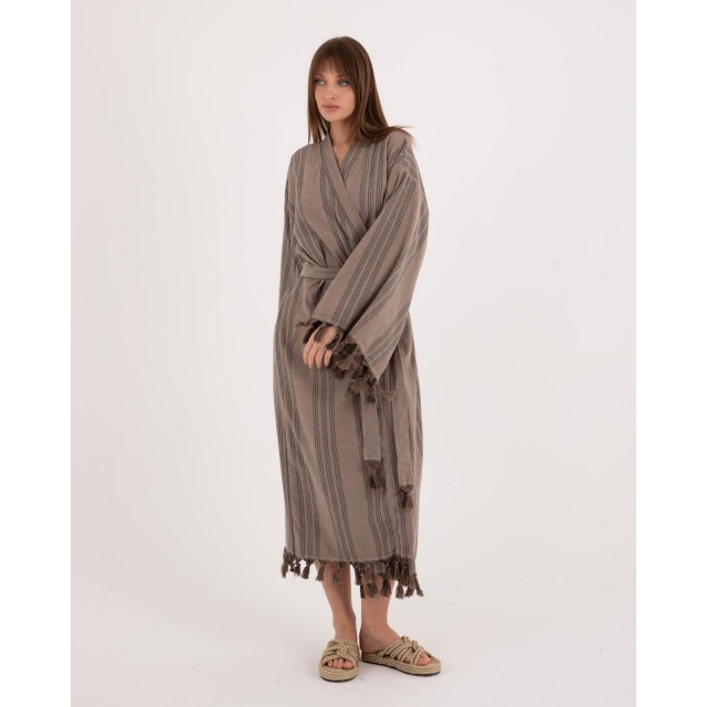 Striped tassel bathrobe