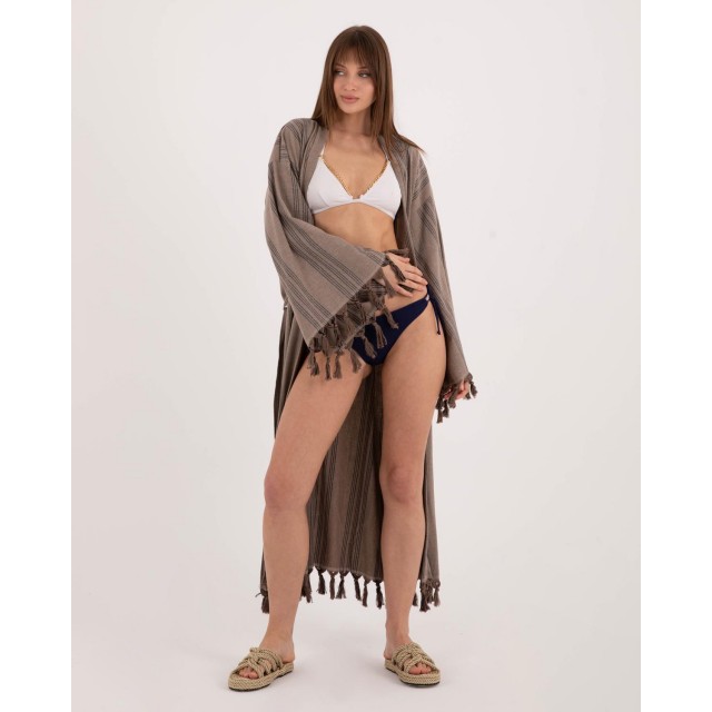 Striped tassel bathrobe