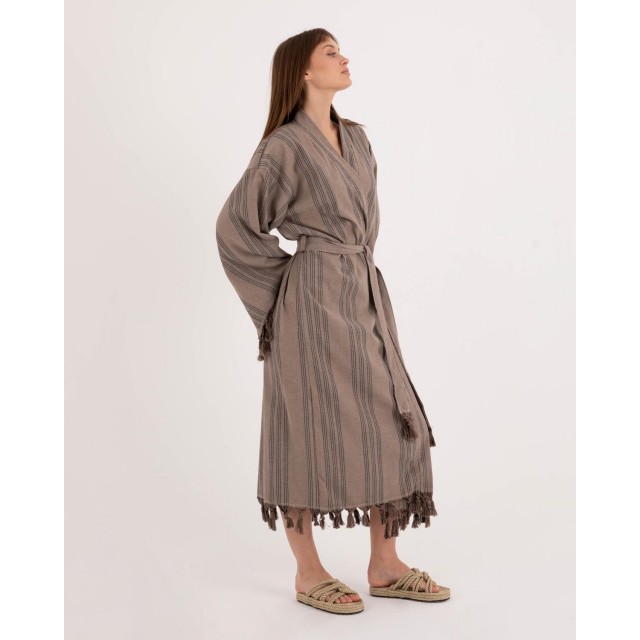 Striped tassel bathrobe