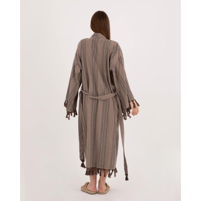Striped tassel bathrobe