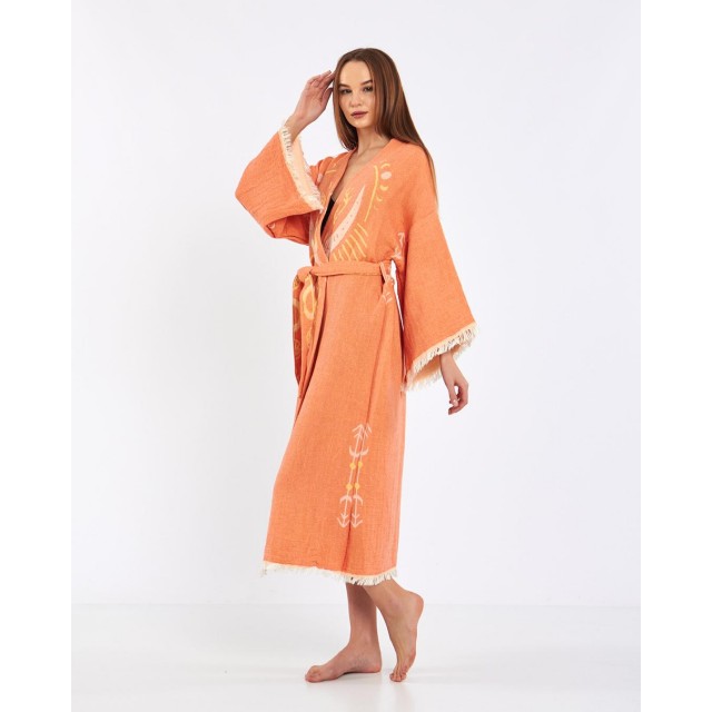 Hand-painted linen robe