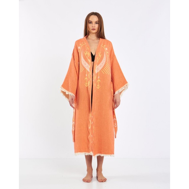 Hand-painted linen robe