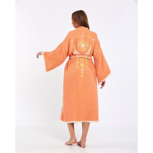 Hand-painted linen robe