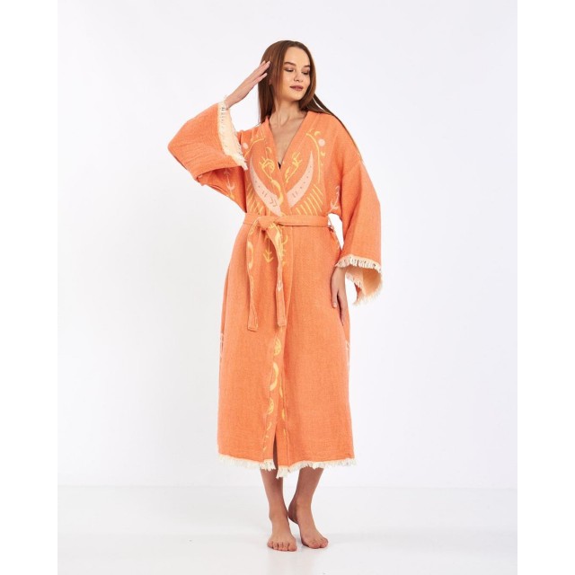 Hand-painted linen robe