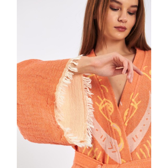 Hand-painted linen robe