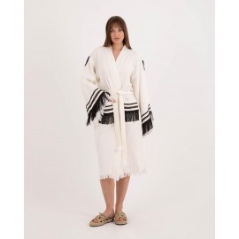 Contrast fringed bathrobe