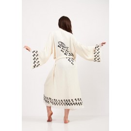 Relaxed holiday embroidered jacquard robe