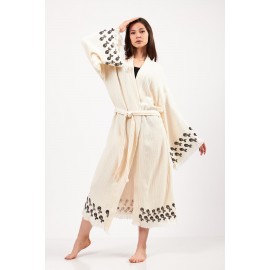 Relaxed holiday embroidered jacquard robe