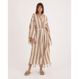 Striped Lace-Up Long Robe