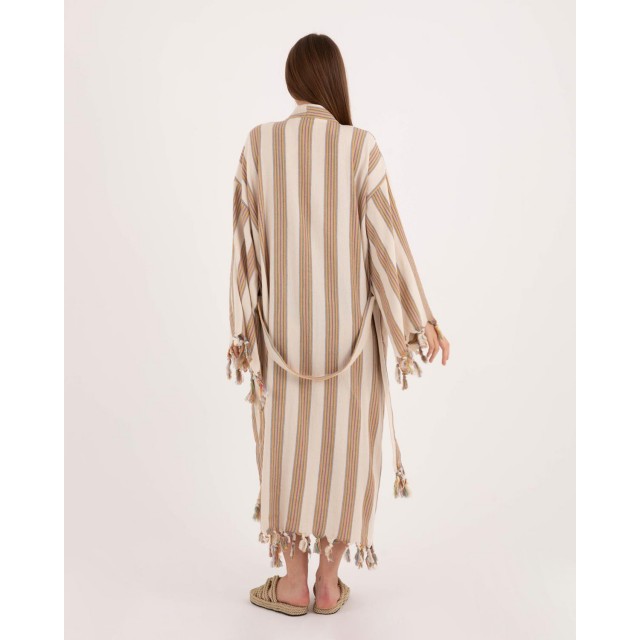 Striped Lace-Up Long Robe
