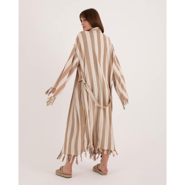 Striped Lace-Up Long Robe