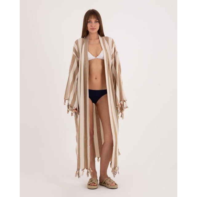 Striped Lace-Up Long Robe