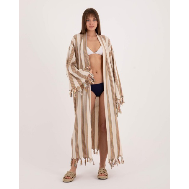 Striped Lace-Up Long Robe