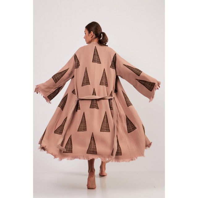 Slouchy geometric knitted robe