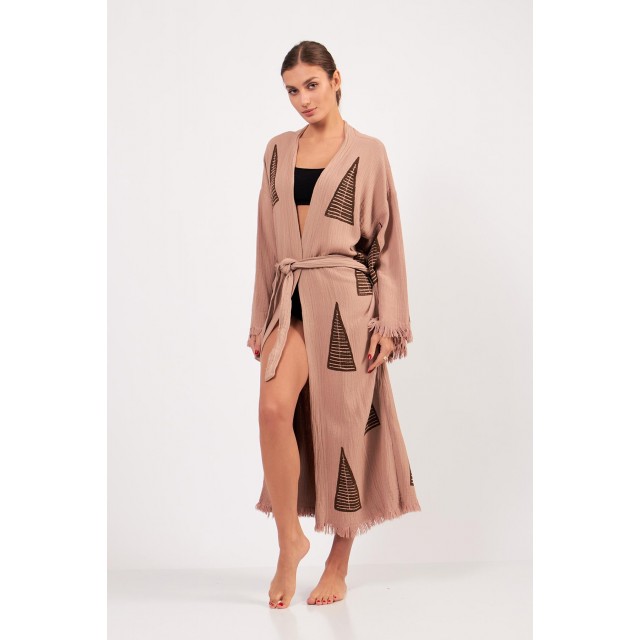 Slouchy geometric knitted robe